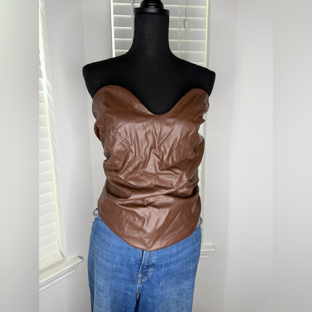 Fashion Nova Brown Strapless Blouse